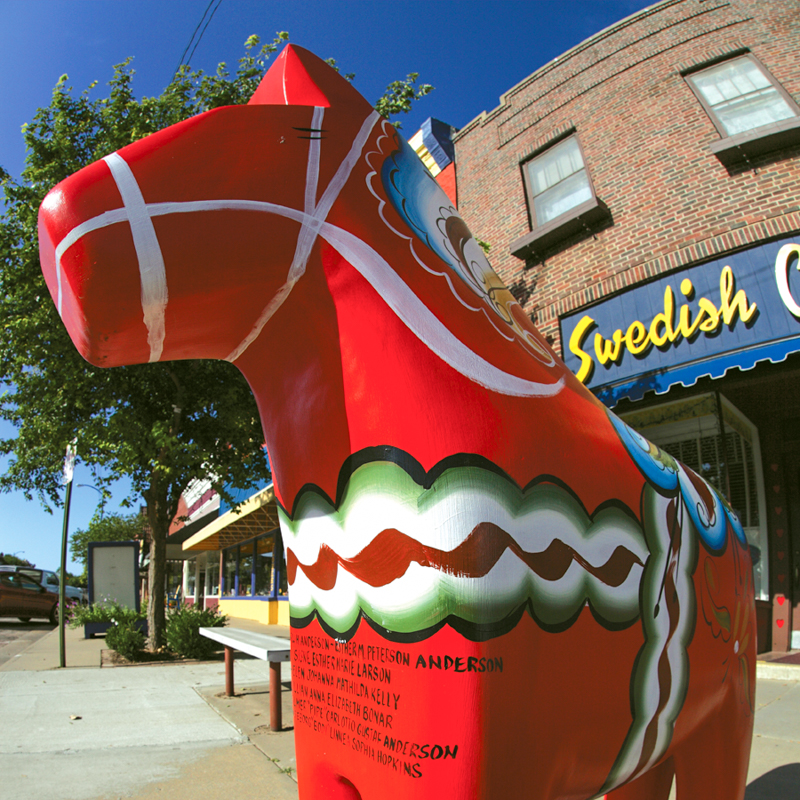 Displaying an ethnic handicraft, Lindsborg