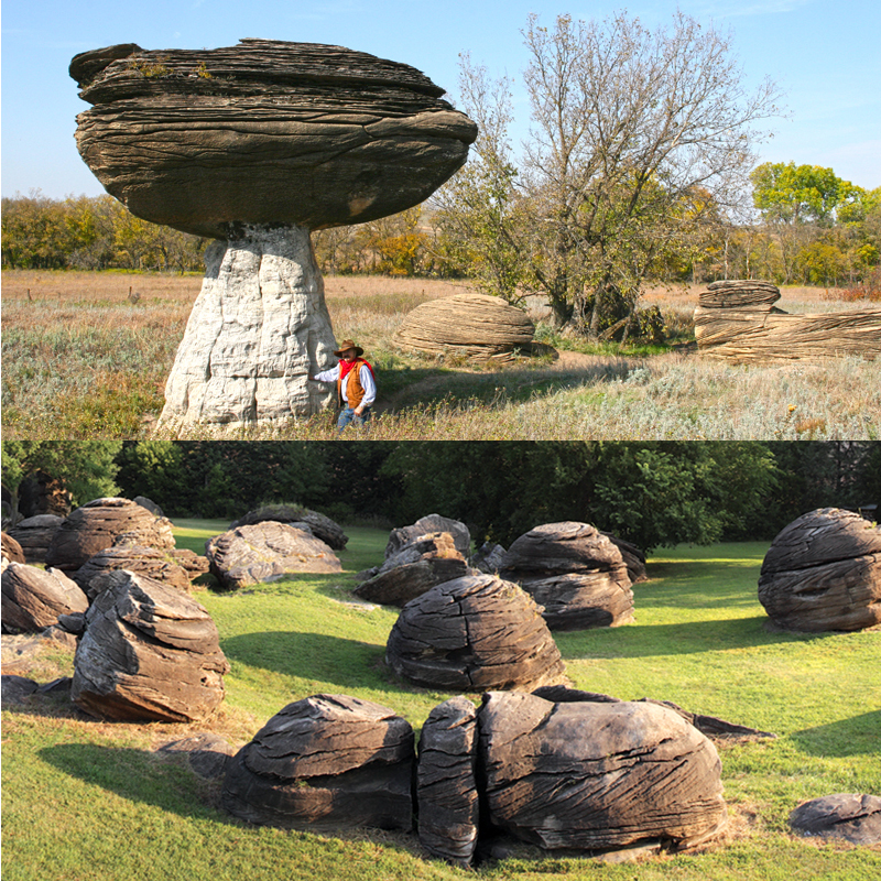 Mushroom State Park & Rock City; Ellsworth & Ottawa counties